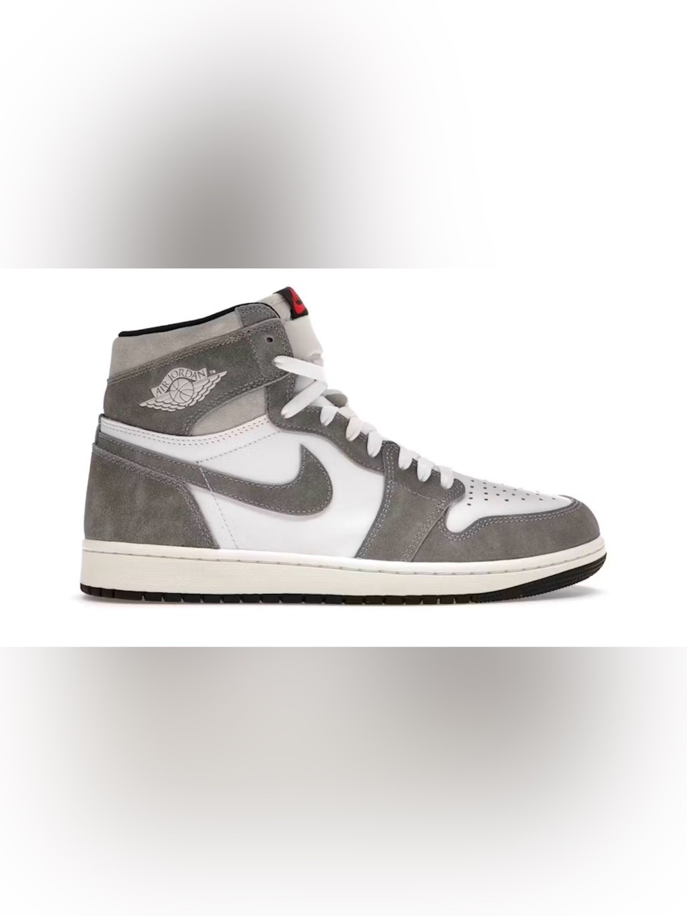 Nike Men's High-Top Sneaker in White, Gray and Small Red Accent